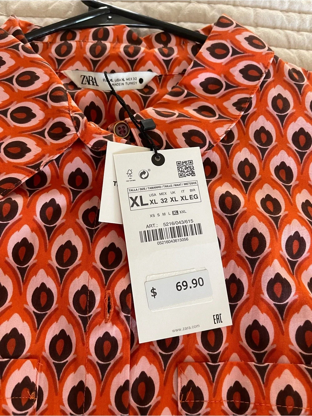 Zara Orange and Pink Geometric Print dress